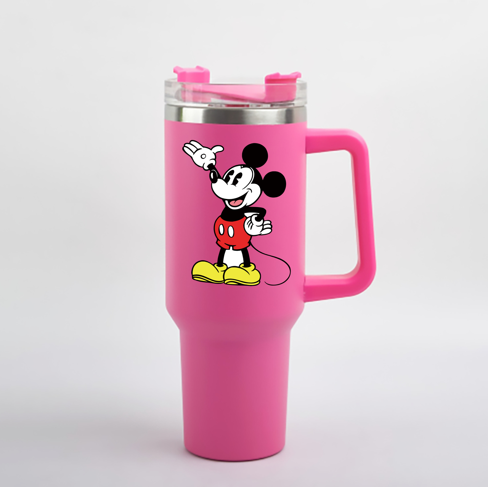 （画像用） ミッキーマウス Mickey Mouse 1200mL車用タンブラー - クリスタルステッカー（プラスチックストロー付き）
